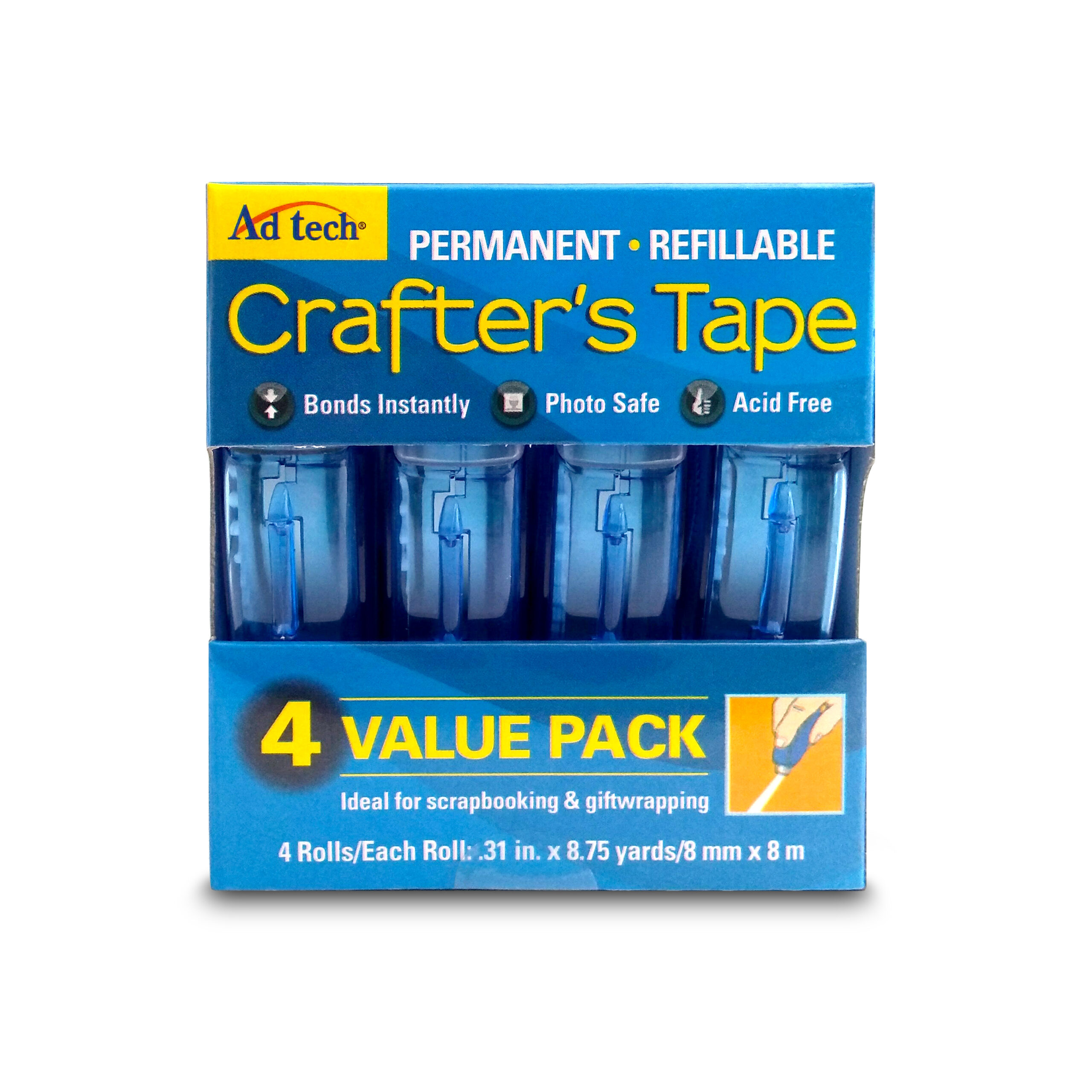 12 Packs: 2 Ct. (24 Total) Adtech Tape Glue Runner Removable Refills, Men's, Size: 8.75, Clear